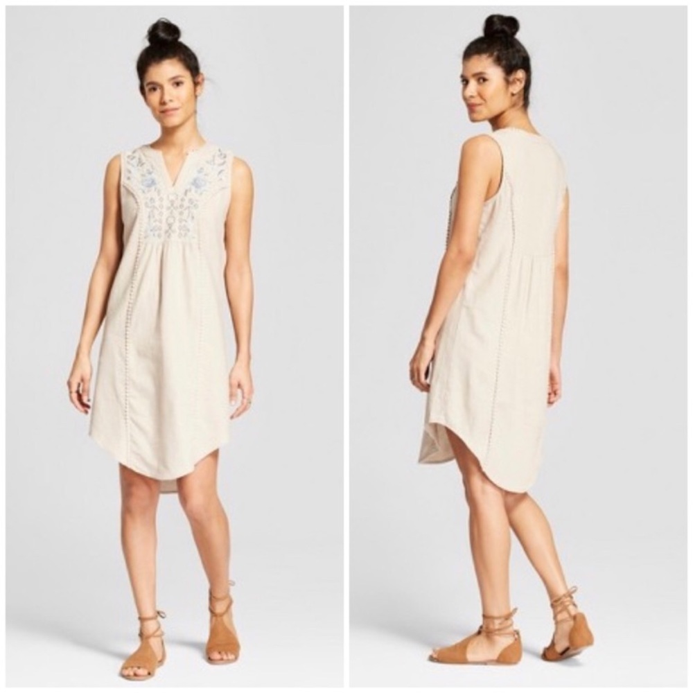 Knox Rose Linen Dress with Floral Embroidery
